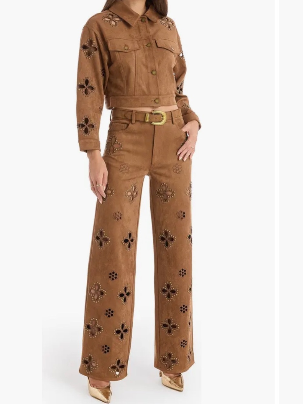 The Noli Shop Kaia Suede High Rise Jean - Picture 2 of 11